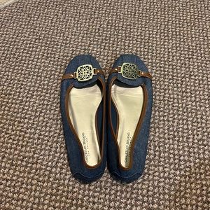 COPY - Christian Siriano Denim Blue Square Toe Flats 12 WIDE (12W)